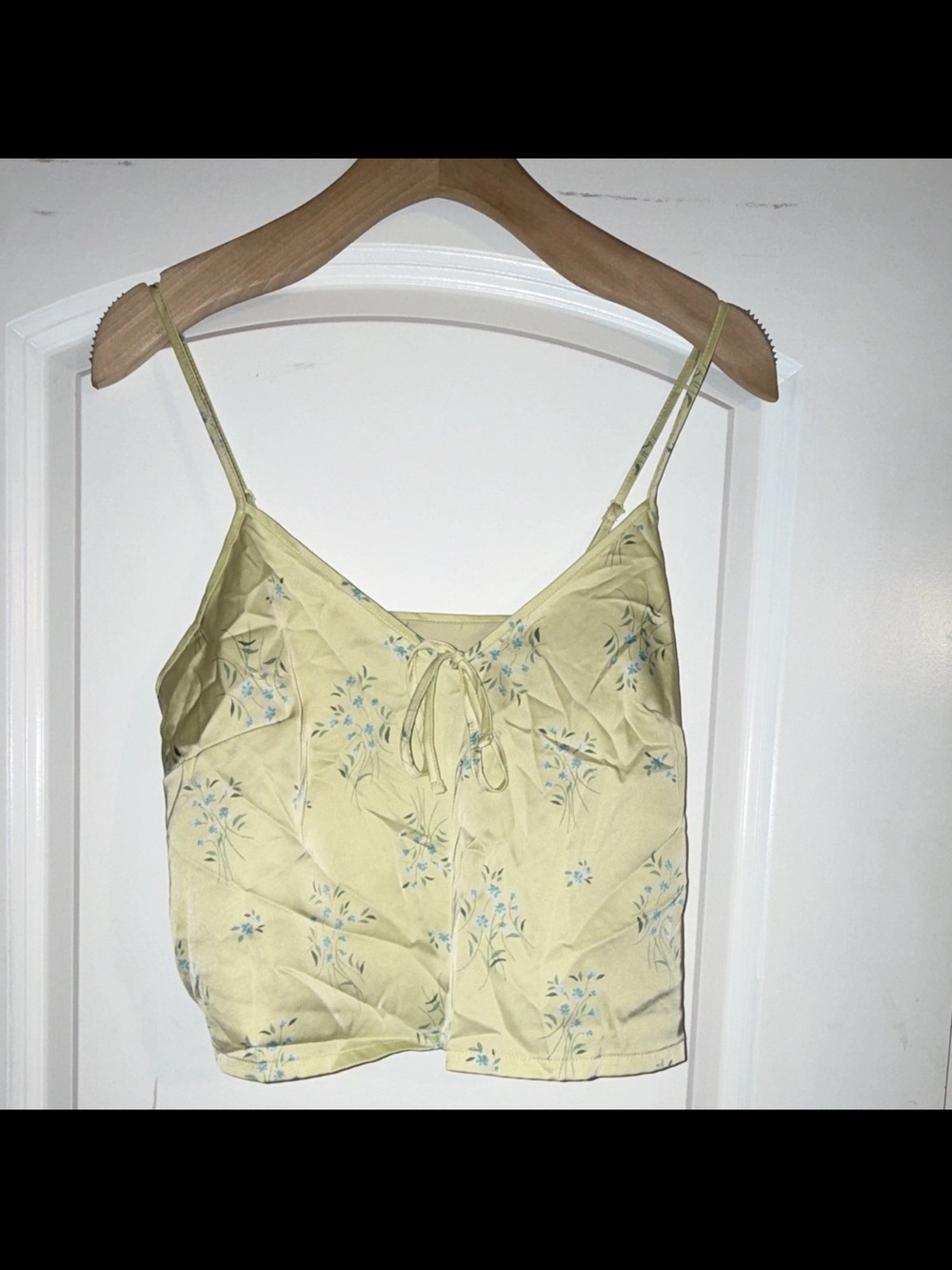 Colsie Pale Yellow Floral Tie-Front Cami